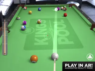 Kings of Pool gameplay showing a pool table with balls