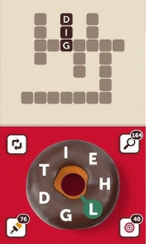 Tim's Word Challenge gameplay with DIG word puzzle