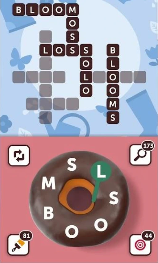 Tim's Word Challenge spring themed puzzle with BLOOM words